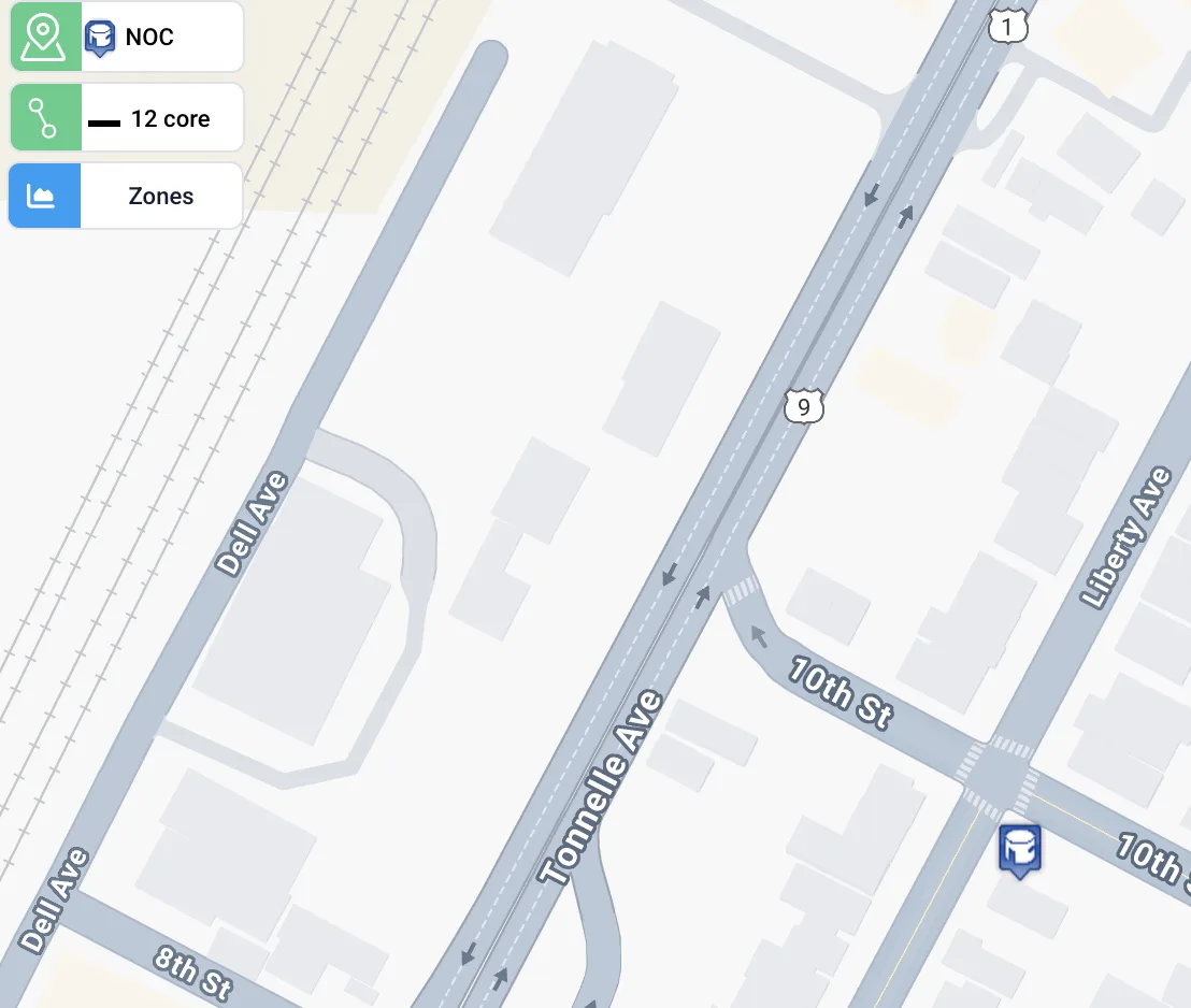 An infrastructure element selected from the top-left menu and placed as a marker on the map